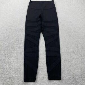Lululemon High Times Crop Tech‎ Mesh Pant Black Size 8 Yoga Athletica
